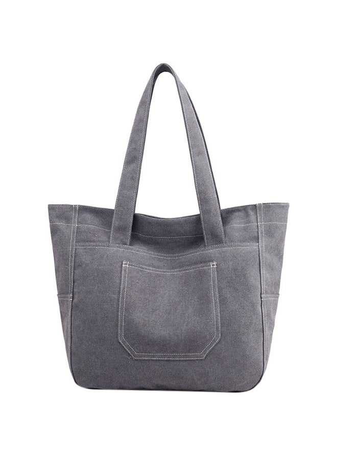 Generic - Solid Pockets Zipper High Large Capacity Multifunction Shoulder Bag Grey - Image 1
