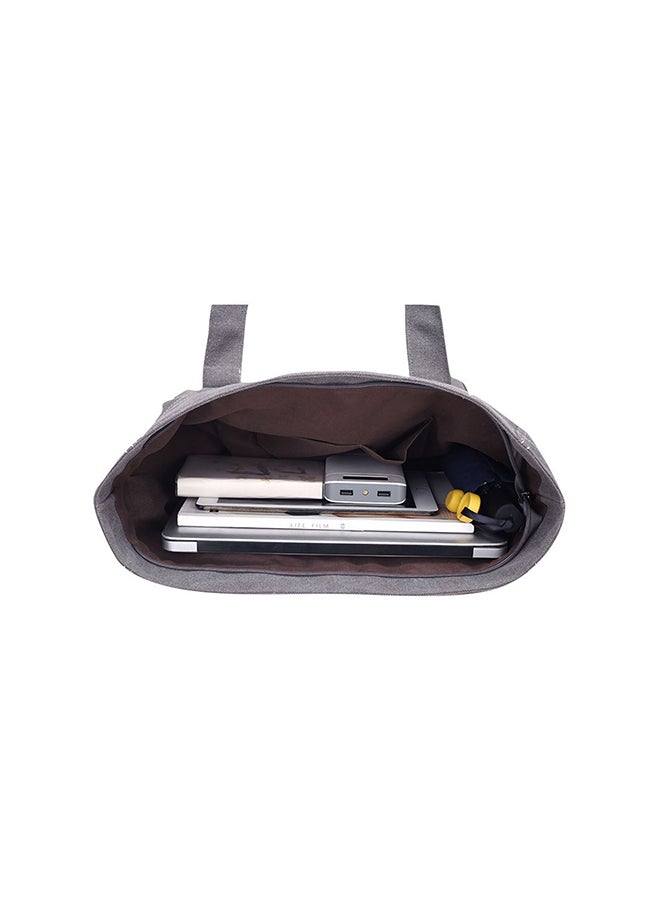 Generic - Solid Pockets Zipper High Large Capacity Multifunction Shoulder Bag Grey - Image 1