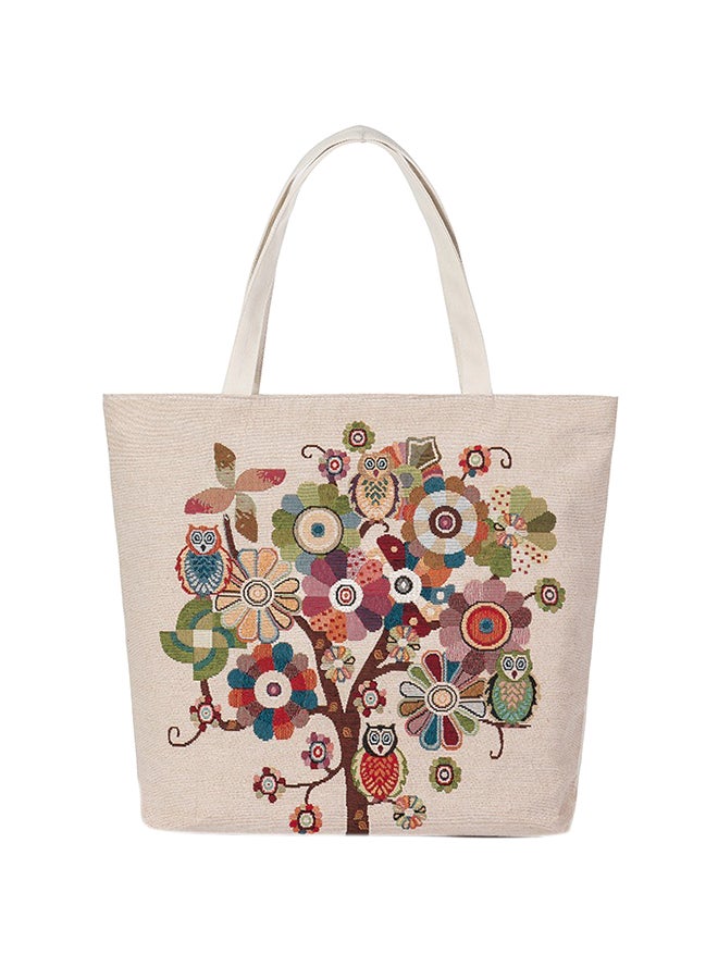 Generic - Canvas Animal Floral Embroidery Jacquard Casual Shoulder Bag Multicolour - Image 1