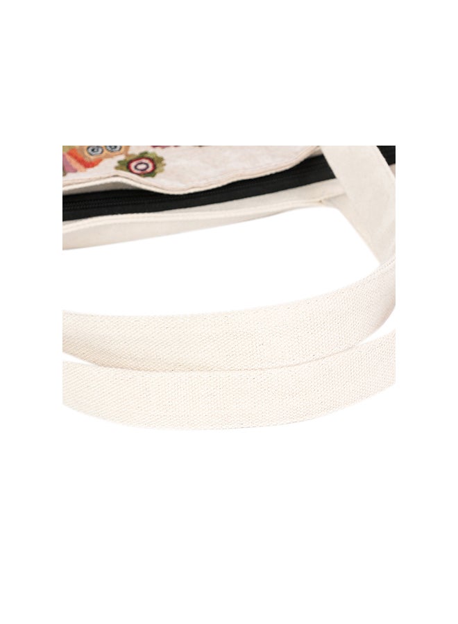 Generic - Canvas Animal Floral Embroidery Jacquard Casual Shoulder Bag Multicolour - Image 1