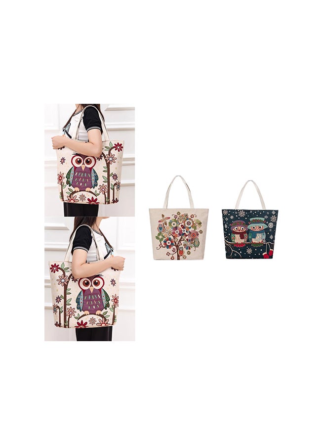 Generic - Canvas Animal Floral Embroidery Jacquard Casual Shoulder Bag Multicolour - Image 1