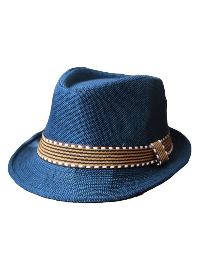 Generic Fedora Trilby Hat With Belt Dark Blue/Brown  - Image 1