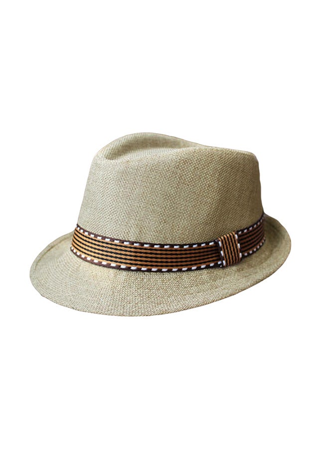 Belted Fedora Casual Hat Beige/Brown - Image 1