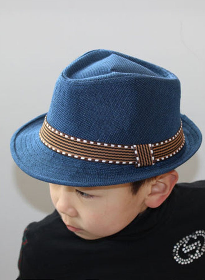 Generic Fedora Trilby Hat With Belt Dark Blue/Brown  - Image 3