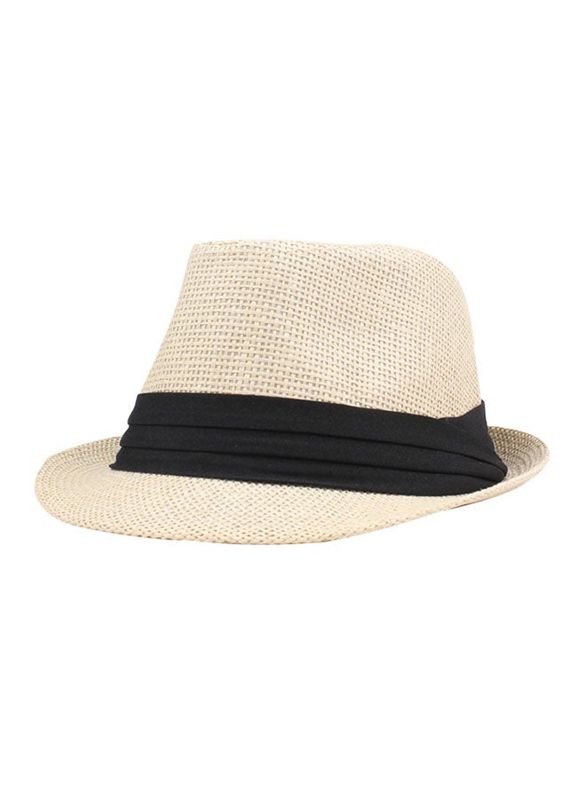 Ribbon Straw Hat Beige - Image 3