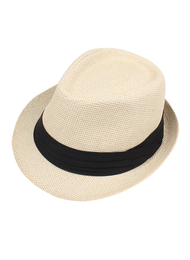 Ribbon Straw Hat Beige - Image 1