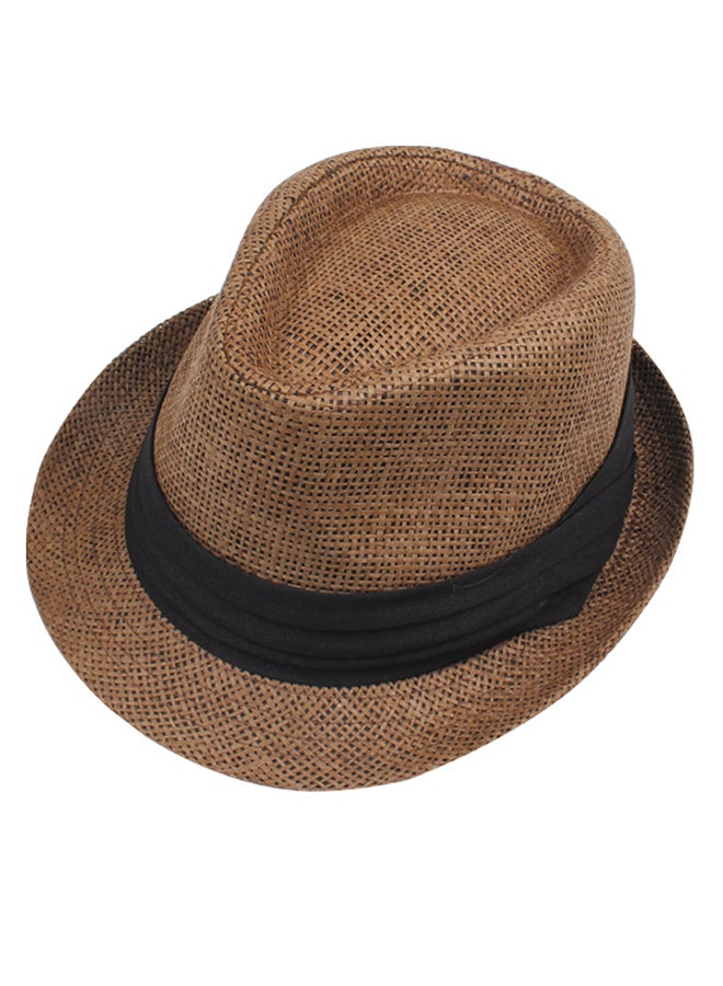 Ribbon Straw Hat Coffee - Image 1