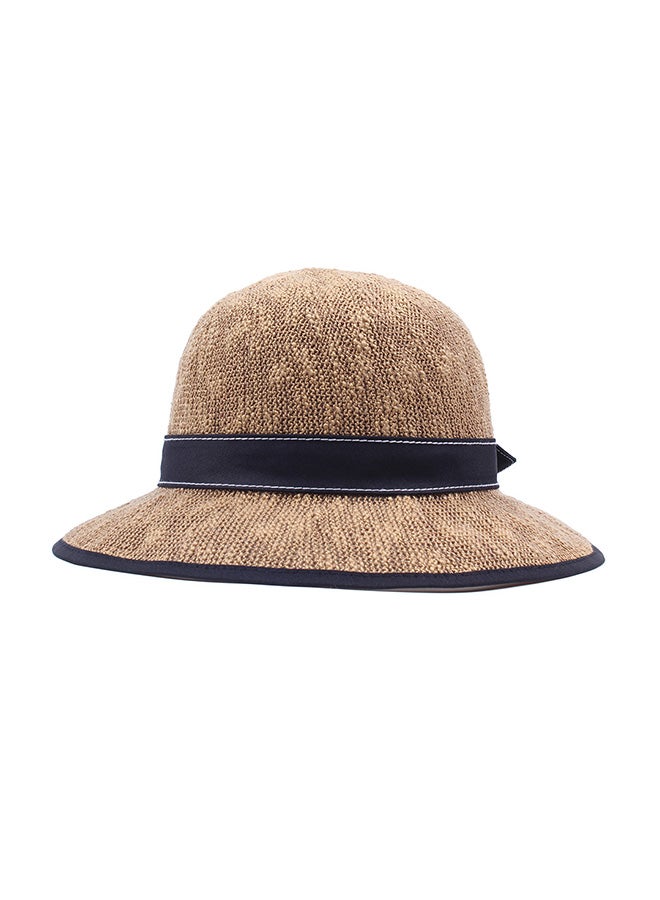 Bowknot Straw Hat Light Brown - Image 2
