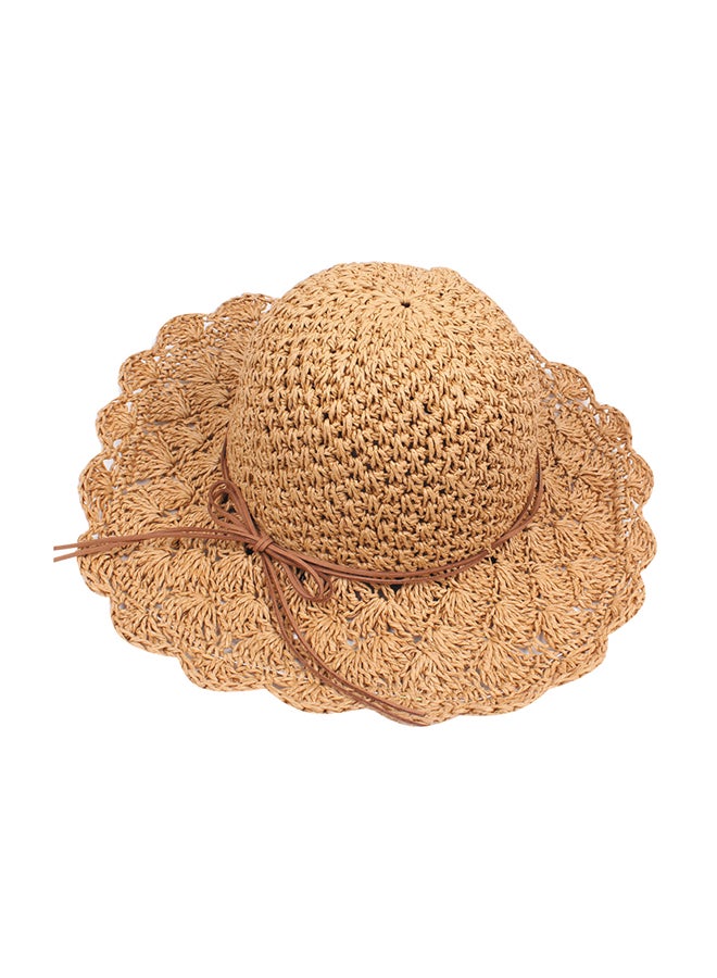 Crochet Straw Hat Light Brown - Image 1