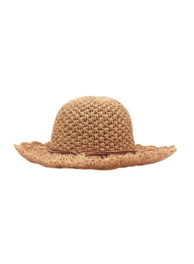 Crochet Straw Hat Light Brown - Image 2