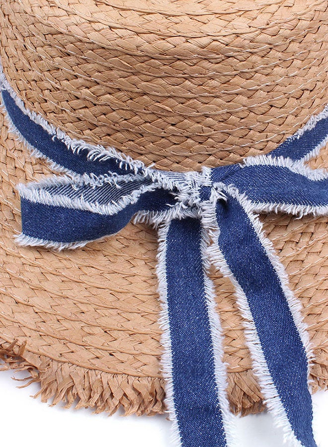 Bowknot Straw Hat Light Brown - Image 3