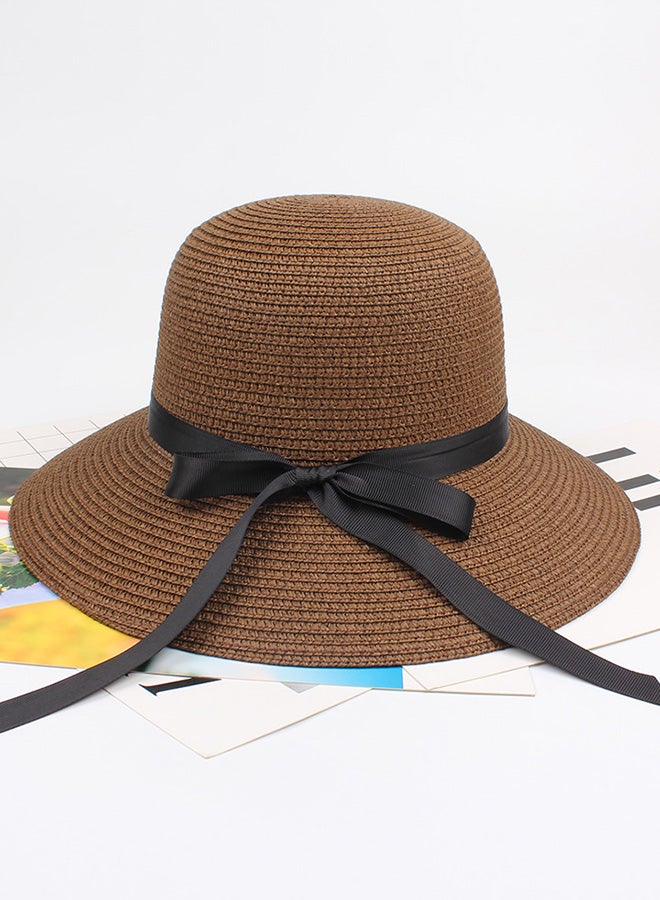 Generic - Straw Hat With Ribbon Bow Coffee - Image 1