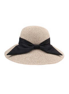 Generic Foldable Straw Hat With Big Bow Beige  - Image 1