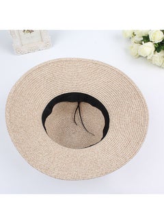 Generic Foldable Straw Hat With Big Bow Beige  - Image 2
