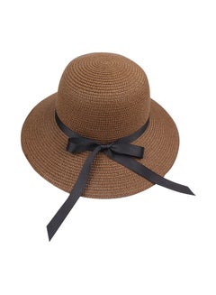 Straw Hat With Ribbon Bow Coffee
