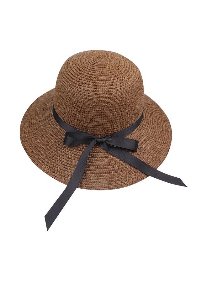 Generic - Straw Hat With Ribbon Bow Coffee - Image 1