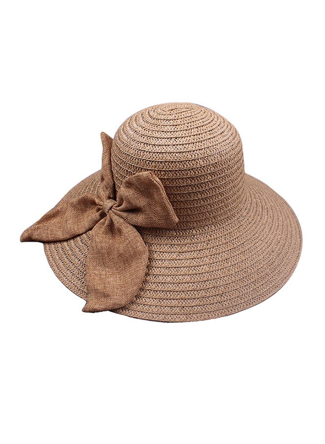 Bowknot Straw Hat Brown - Image 3