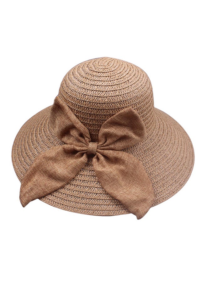 Bowknot Straw Hat Brown - Image 1