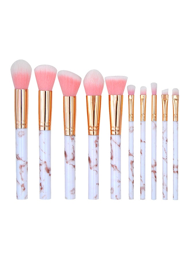 Falpro 10- Piece Marble Pattern Make-Up Brush Set Pink  - Image 1