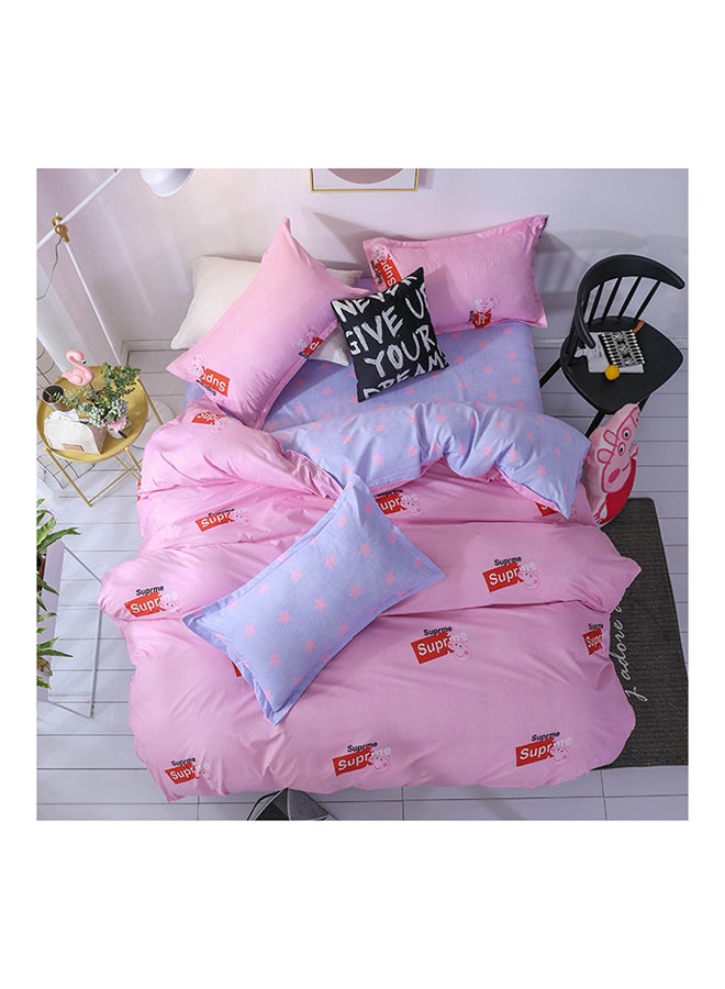 4-Piece Floral Design Bedding Set Cotton Multicolour