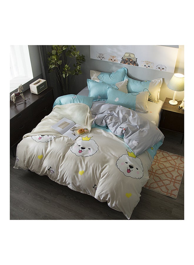 4-Piece Floral Design Bedding Set Cotton Multicolour