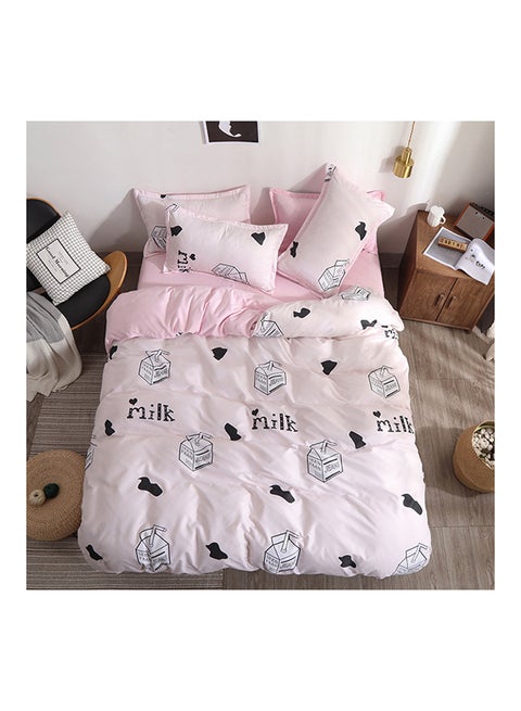 4-Piece Floral Design Bedding Set Cotton Multicolour