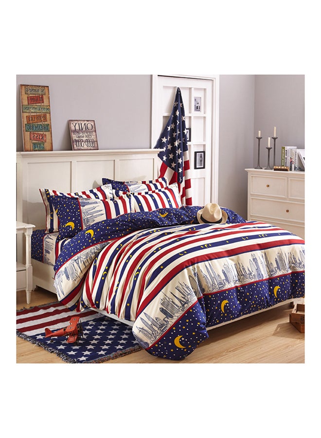 4-Piece Floral Design Bedding Set Cotton Multicolour