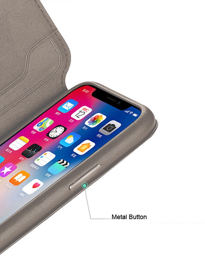 EHOME Protective Wallet Case Cover For Apple iPhone XS Grey  - Image 3