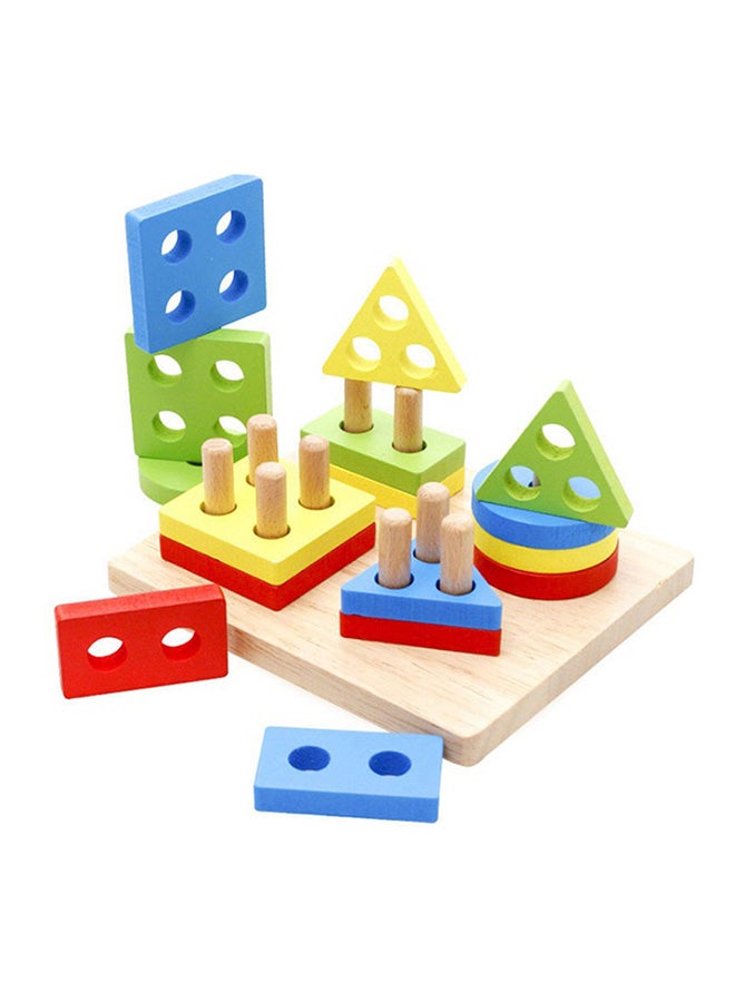 لعبة خشبية تعليمية بتصميم أشكال هندسية ثلاثية الأبعاد - Image 1