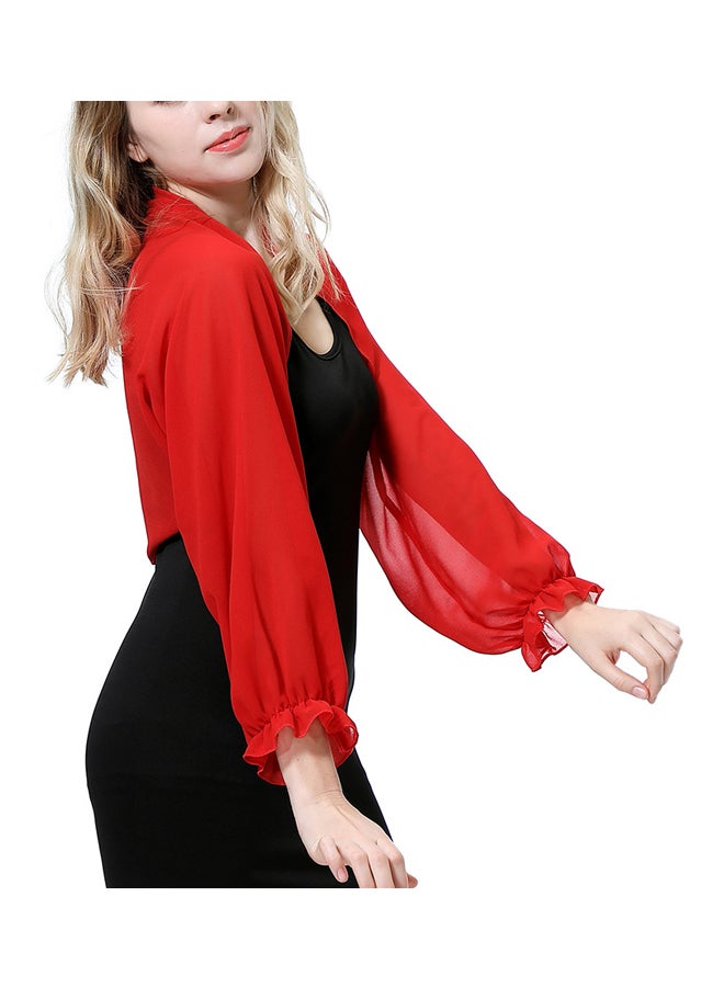 Sharpdo Long Sleeve Blouse Red  - Image 4