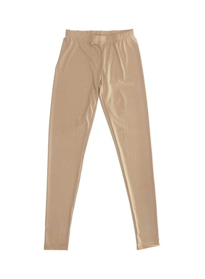 Sharpdo - Solid Pattern Casual Leggings Beige - Image 1