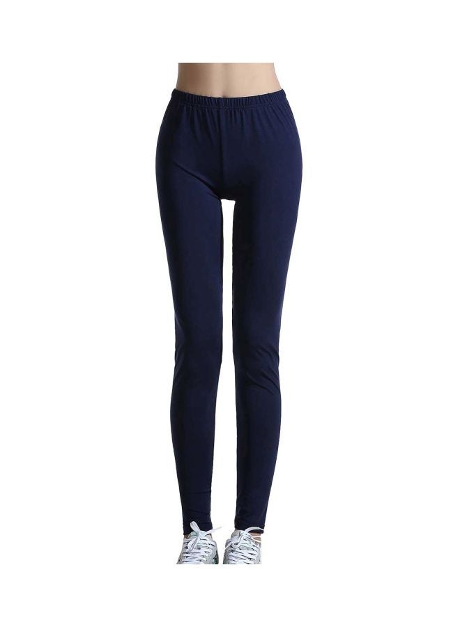 Sharpdo Casual Polyester Leggings Navy Blue - Image 1