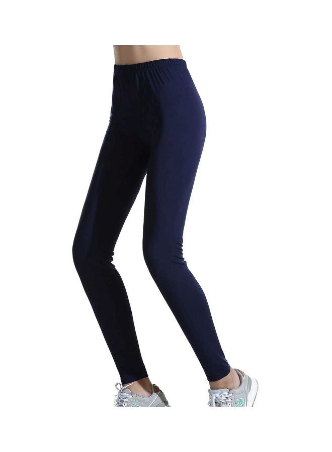 Sharpdo Casual Polyester Leggings Navy Blue - Image 5