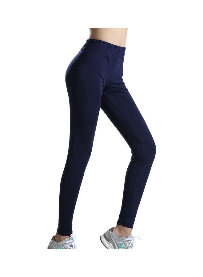 Sharpdo Casual Polyester Leggings Navy Blue - Image 4