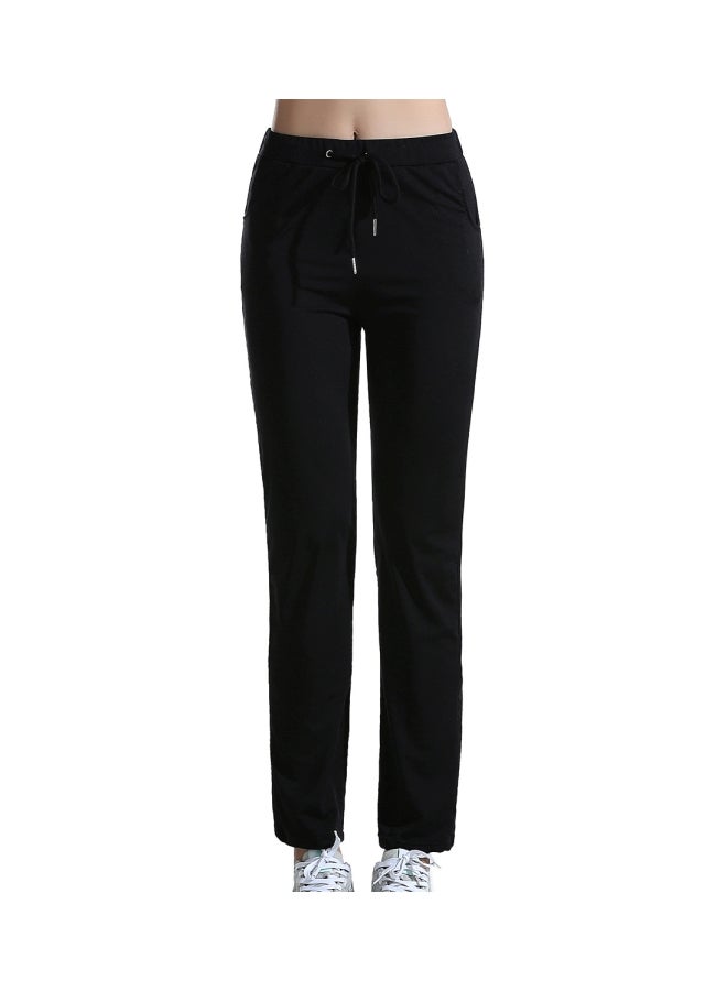 Sharpdo Drawstring Detailed Yoga Pants Black  - Image 1