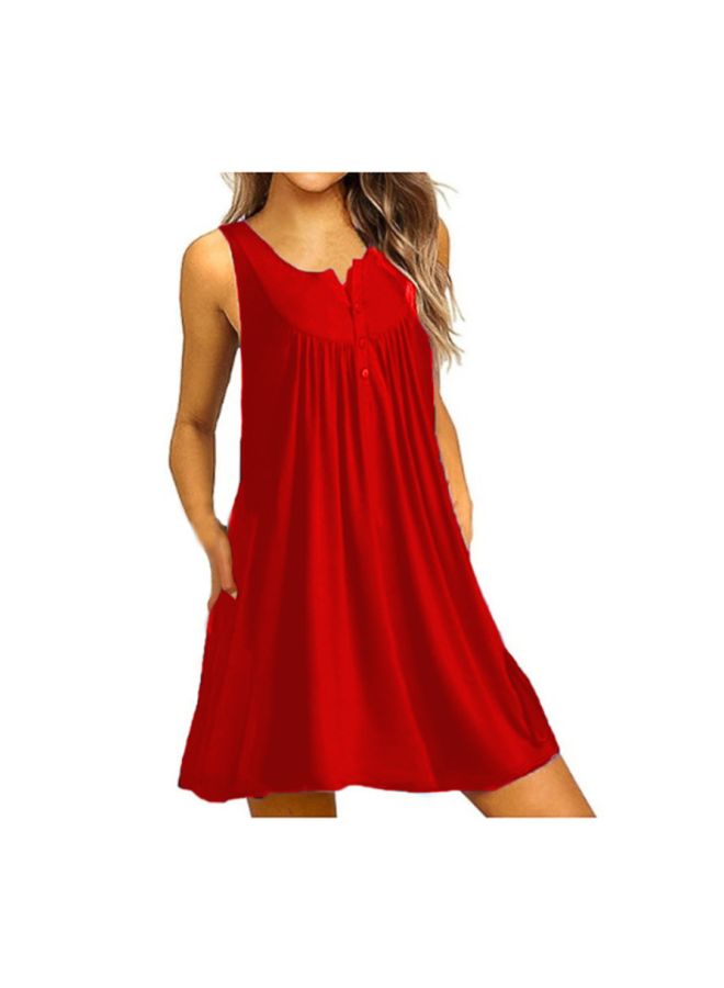 Sharpdo Solid Pattern Beach Wear Mini Dress Red - Image 1