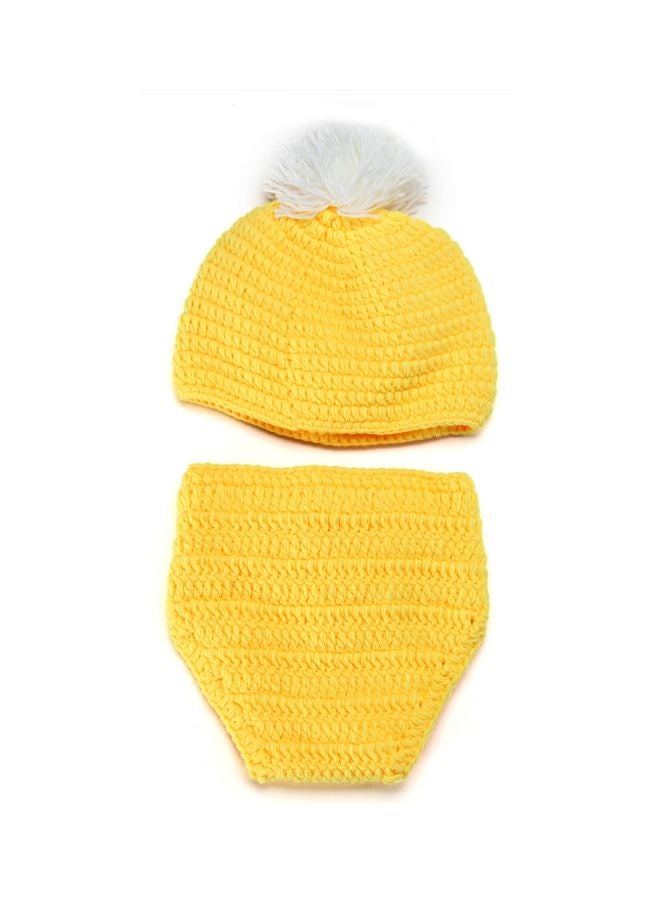 شاربدو طقم زي دجاج محبوك من الكروشيه من 3 قطع أصفر/ أبيض/ برتقالي - Image 3