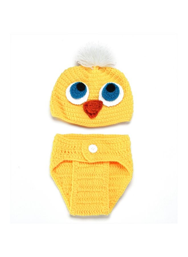 شاربدو طقم زي دجاج محبوك من الكروشيه من 3 قطع أصفر/ أبيض/ برتقالي - Image 2