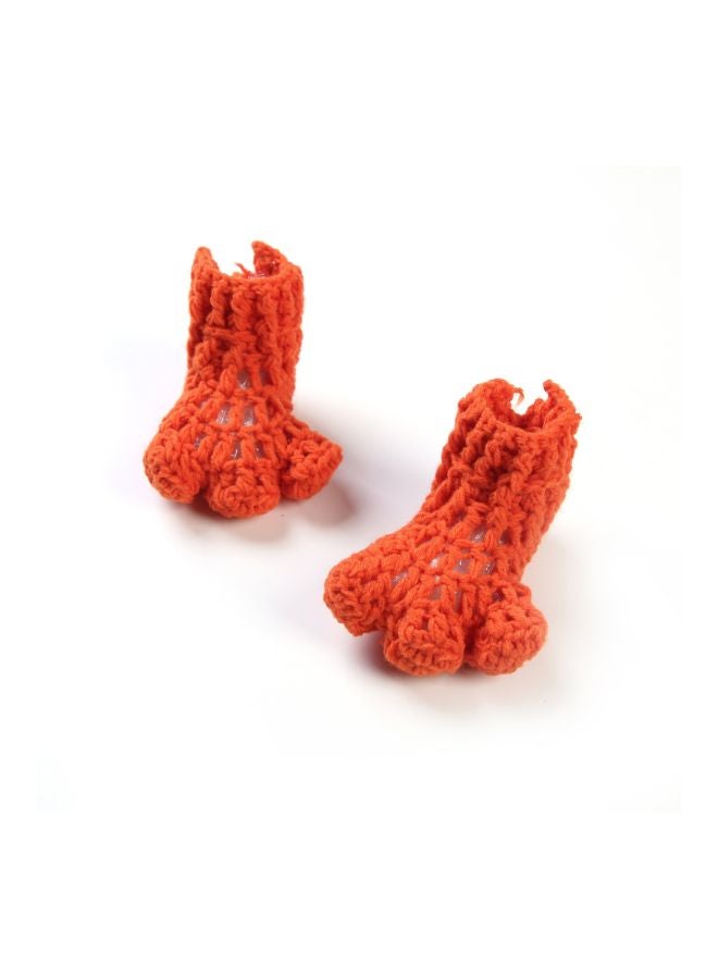 شاربدو طقم زي دجاج محبوك من الكروشيه من 3 قطع أصفر/ أبيض/ برتقالي - Image 4