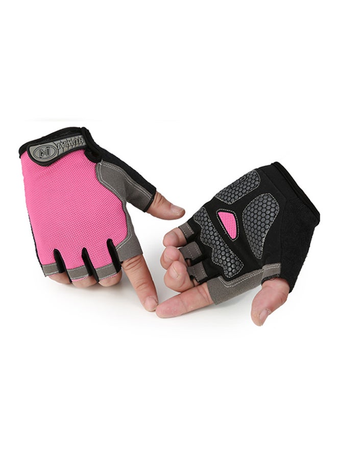 Generic 2-Piece Semi-Finger Gym Training Gloves One Size 