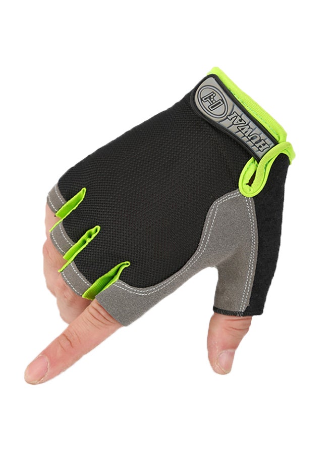 Generic 2-Piece Semi-Finger Gym Training Gloves One Size 
