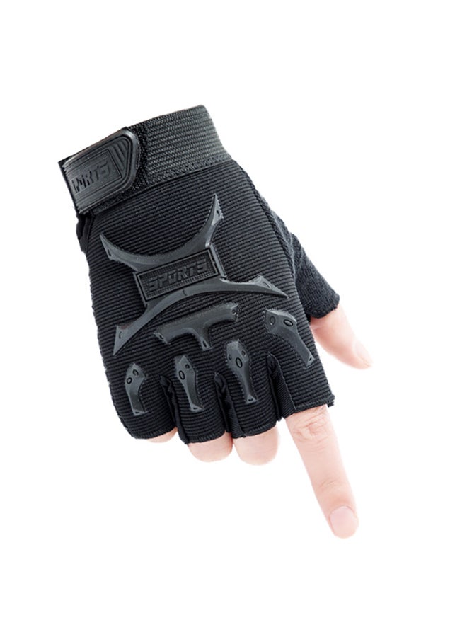 Generic 2-Piece Semi-Finger Gym Training Gloves One Size  - Image 1