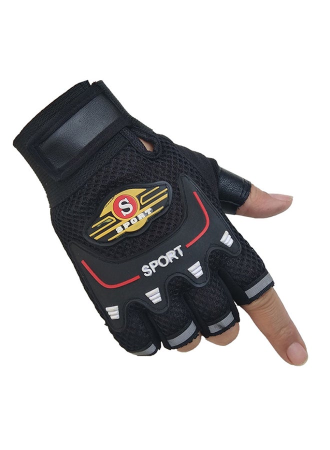 Generic 2-Piece Semi-Finger Gym Training Gloves One Size 