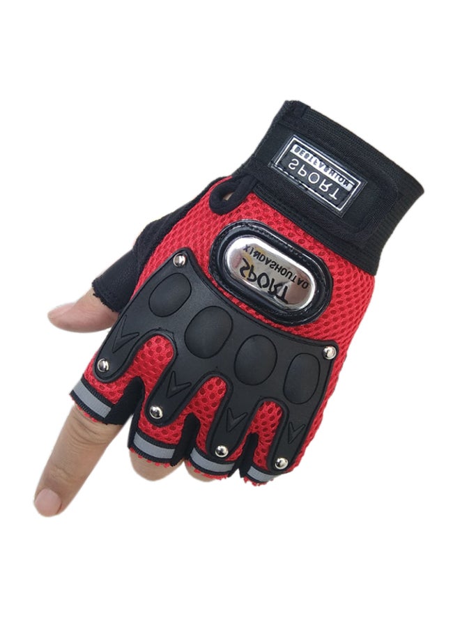 Generic 2-Piece Semi-Finger Gym Training Gloves One Size 