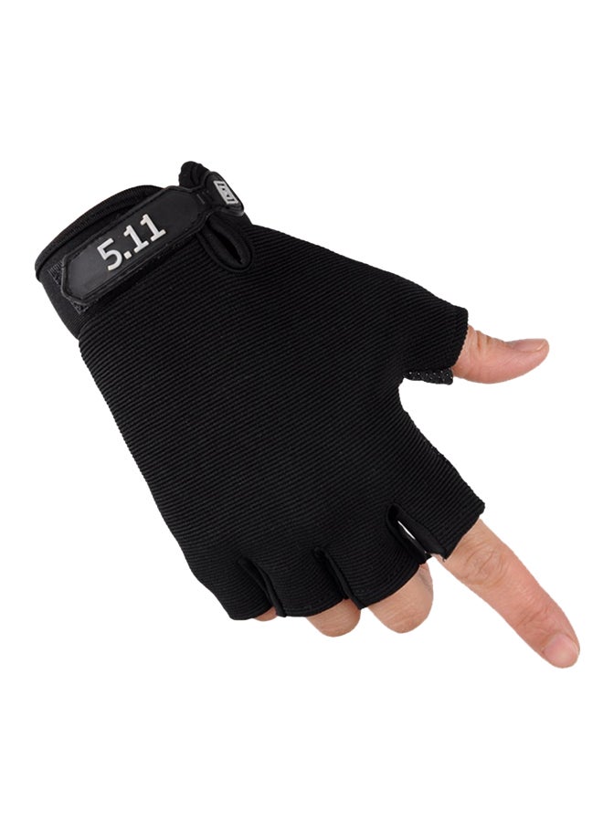 Generic 2-Piece Semi-Finger Gym Training Gloves One Size 