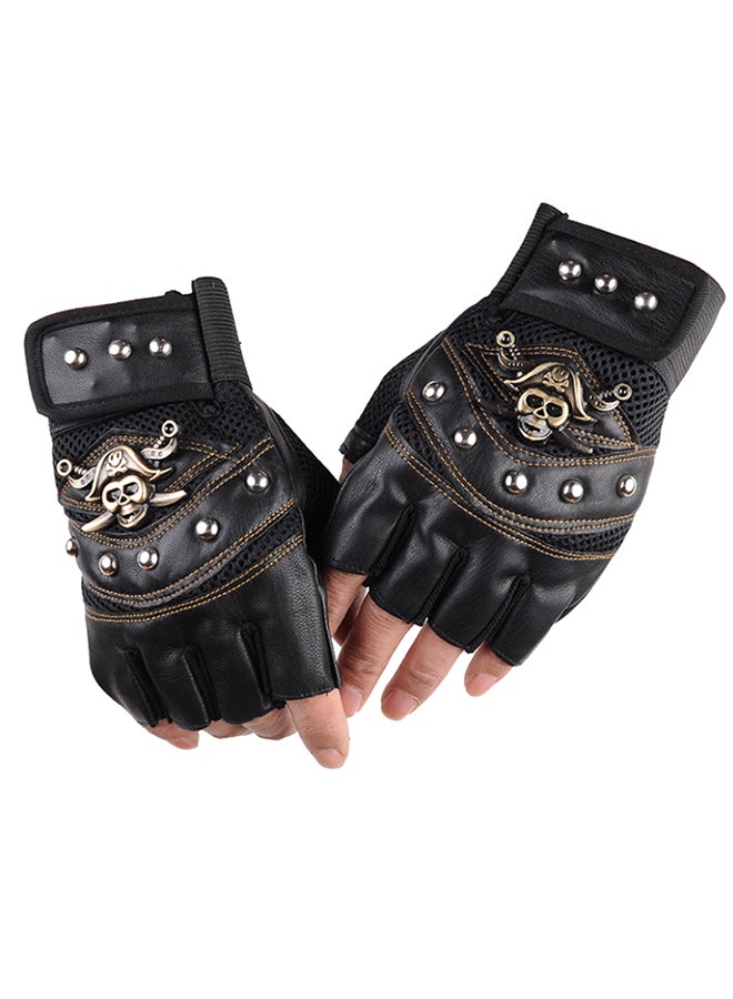Generic 2-Piece Semi-Finger Gym Training Gloves One Size 
