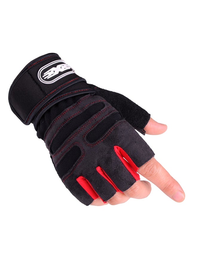 Generic 2-Piece Semi-Finger Gym Training Gloves One Size 