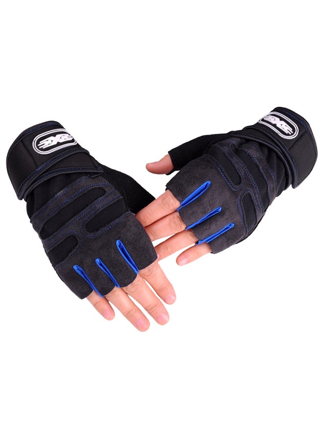 Generic 2-Piece Semi-Finger Gym Training Gloves One Size 