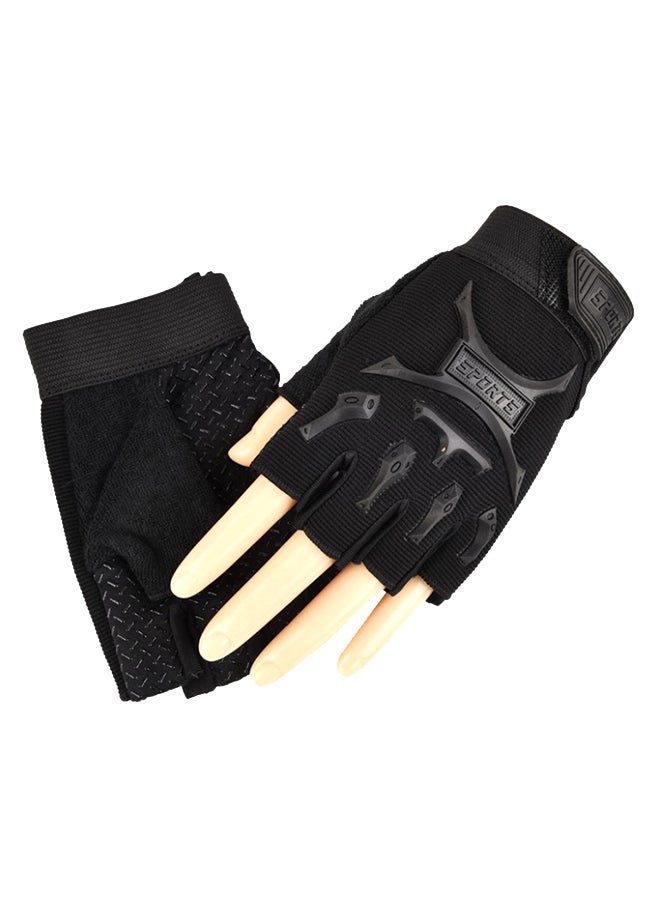 Generic 2-Piece Semi-Finger Gym Training Gloves One Size 