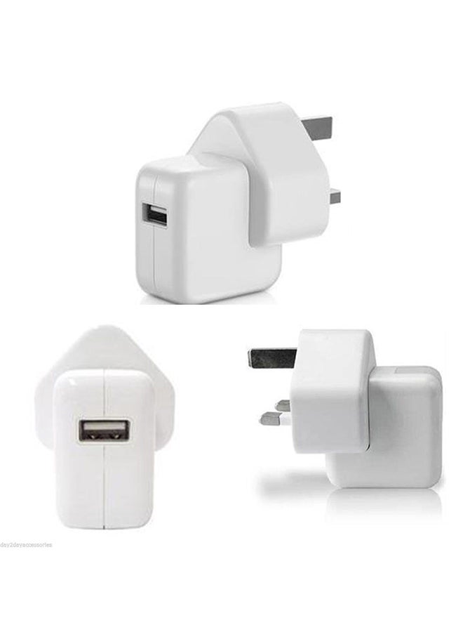 Generic - USB Mains Adapter 12W charger UK Plug For iPad/iPhone/Samsung White - Image 1